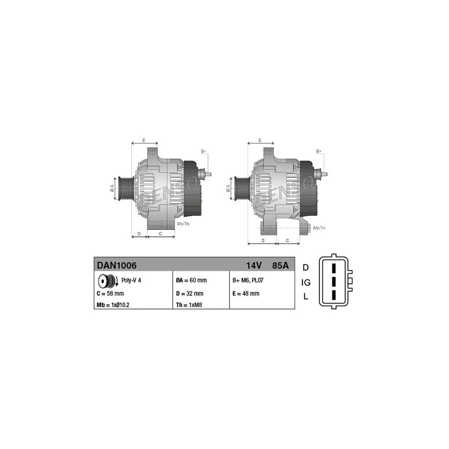 DENSO DAN1006 Alternator