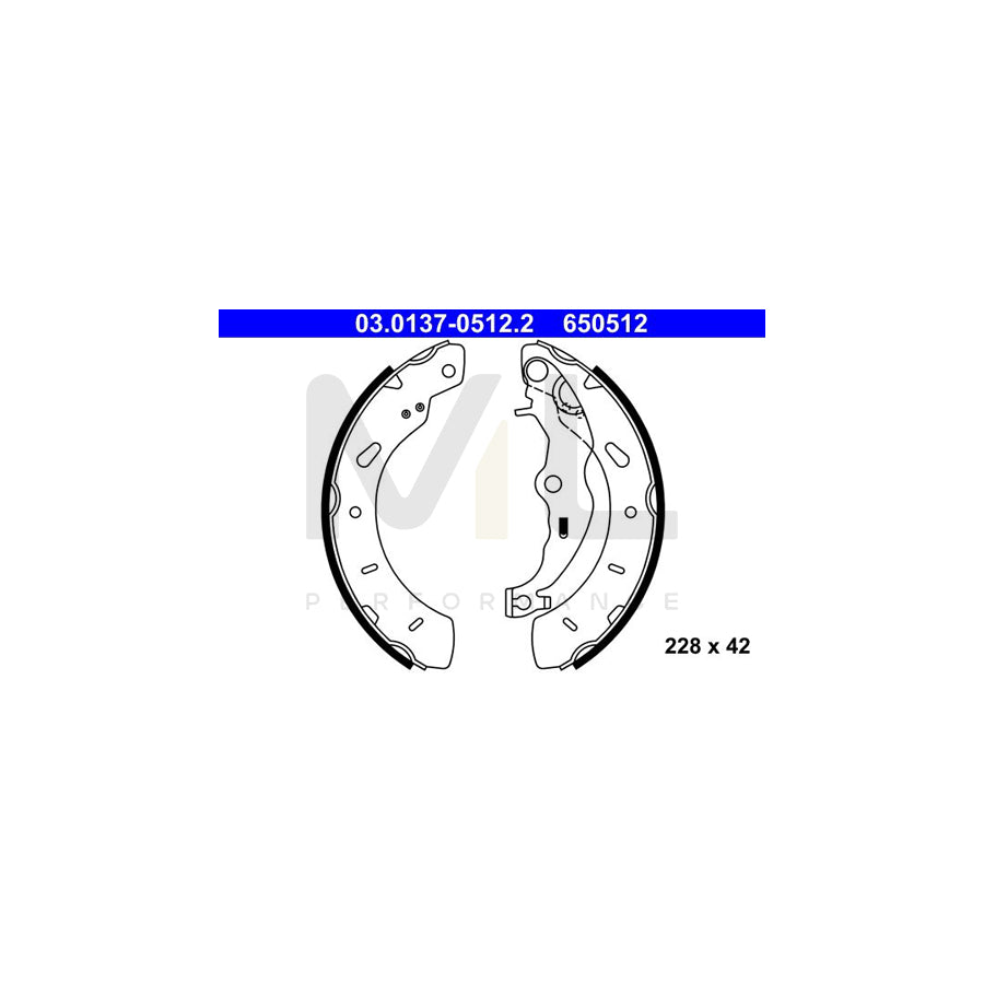 ATE 03.0137-0512.2 Brake Shoe Set with lever