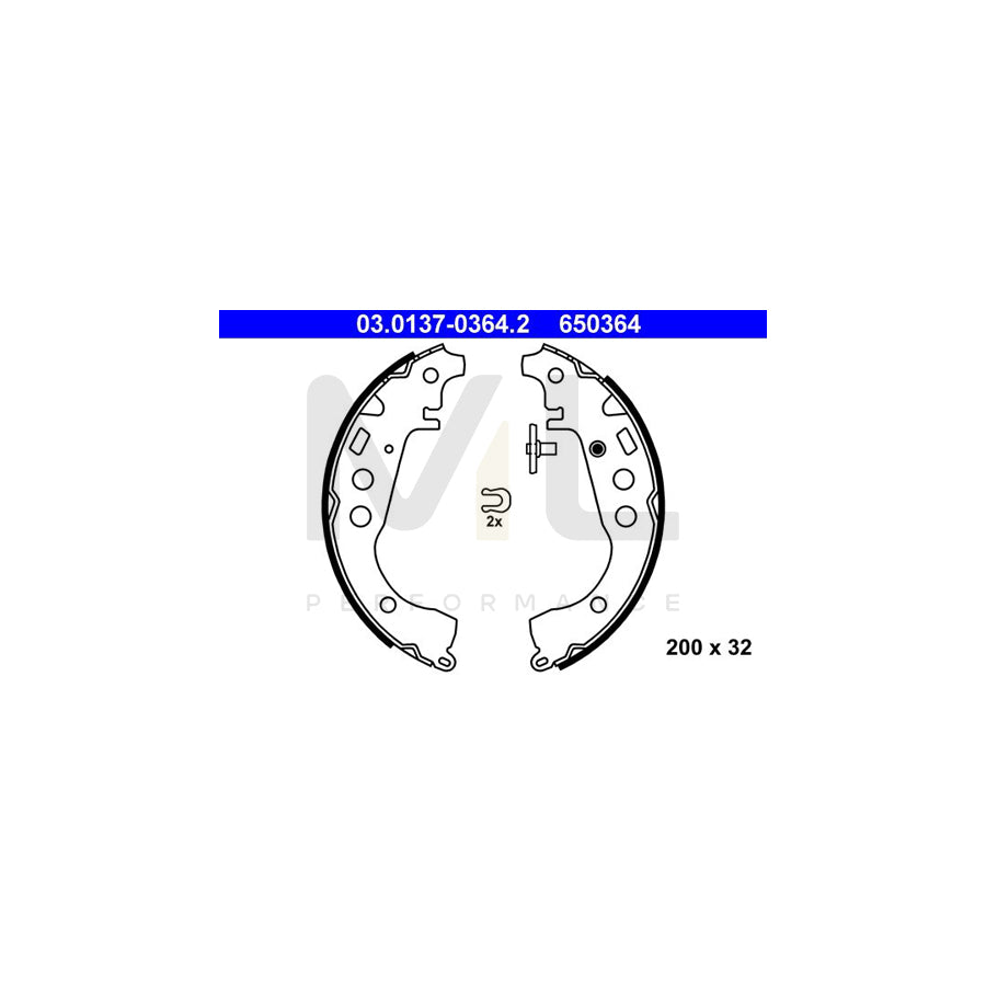 ATE 03.0137-0364.2 Brake Shoe Set