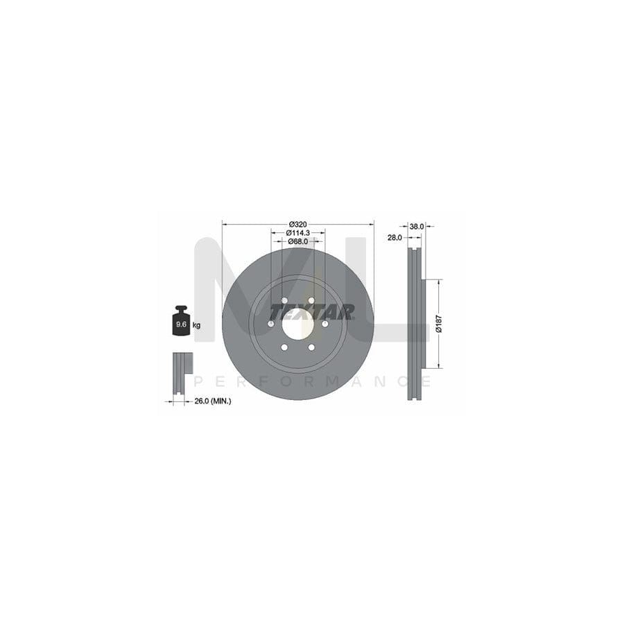 TEXTAR PRO+ 92164405 Brake Disc Internally Vented, Coated, High-carbon, without wheel hub, without wheel studs | ML Performance Car Parts