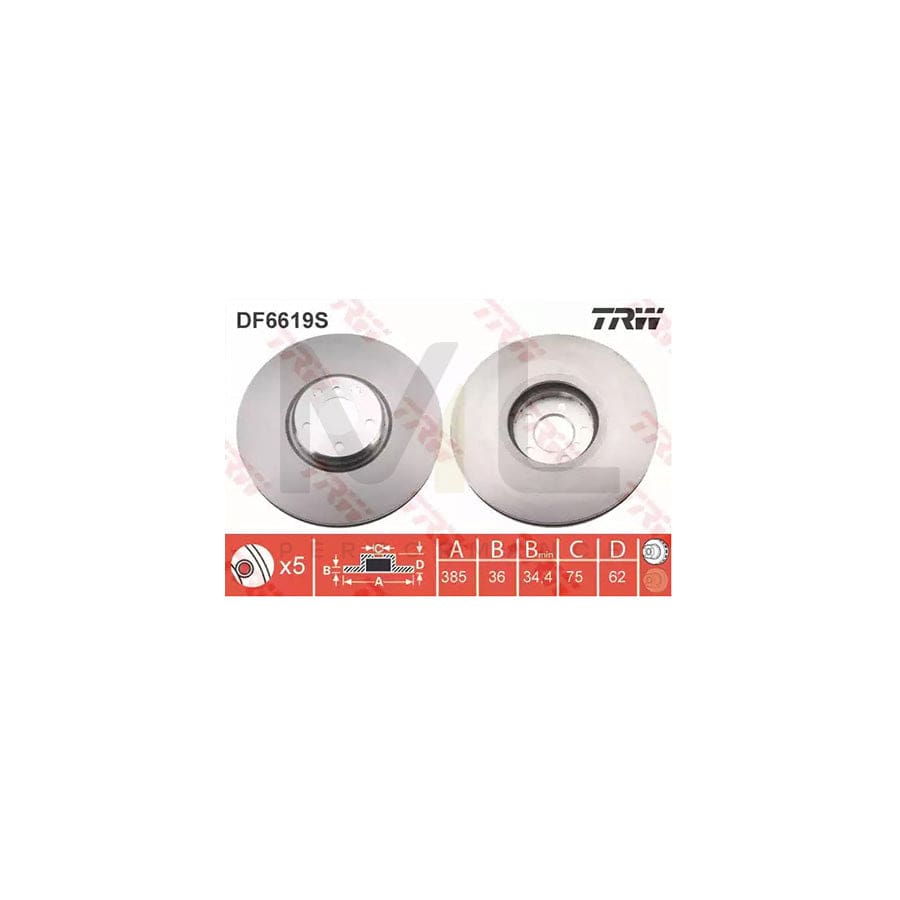 TRW DF6619S Brake Disc Two-piece brake disc, Vented, High-carbon | ML Performance Car Parts