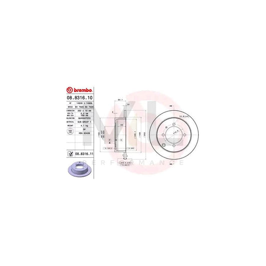 BREMBO COATED DISC LINE 08.8316.11 Brake Disc Solid, Coated | ML Performance Car Parts