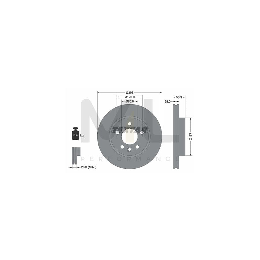 TEXTAR 92228900 Brake Disc for VW AMAROK Internally Vented, without wheel hub, without wheel studs | ML Performance Car Parts
