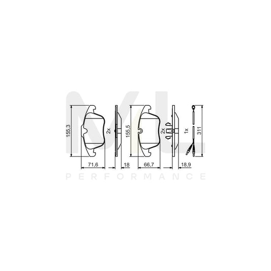 Bosch 0986495474 Brake Pad Set Incl. Wear Warning Contact BP2106 | ML Performance Car Parts