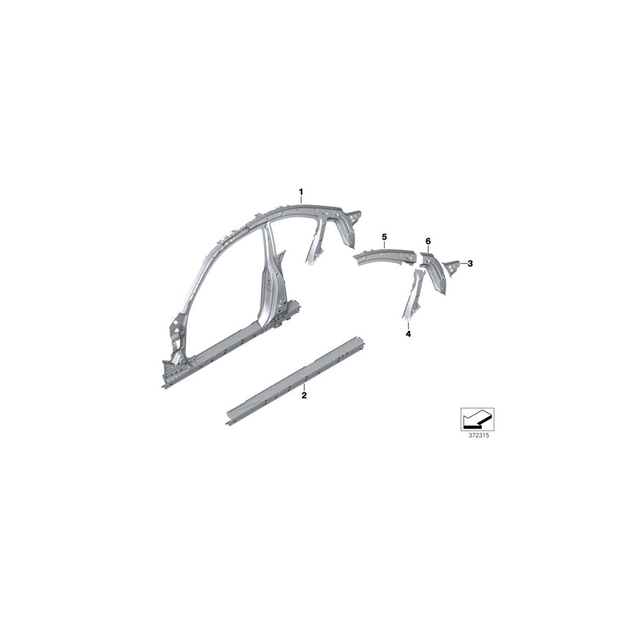Genuine BMW 41007342123 F22 Reinforcement, Interior Roof Frame, Left (Inc. 230i, 220d & M235i) | ML Performance US Car Parts