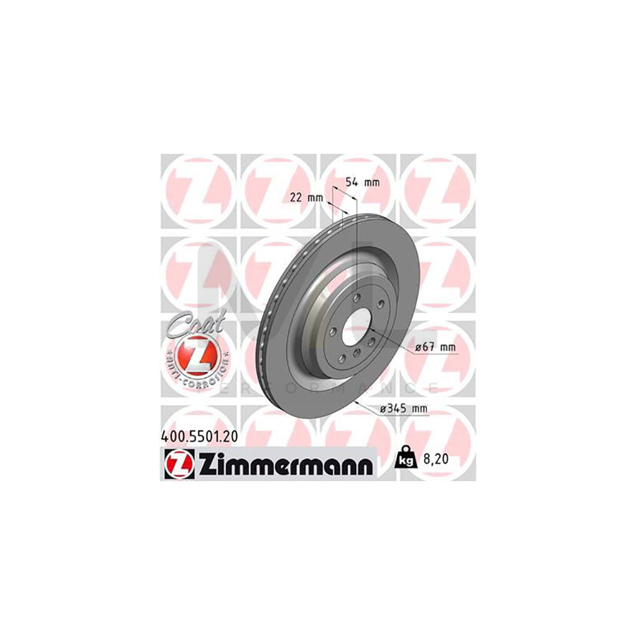 ZIMMERMANN COAT Z 400.5501.20 Brake Disc Internally Vented, Coated, High-carbon  - 1 piece