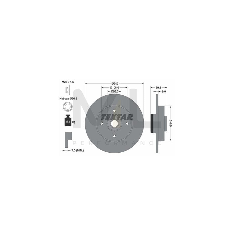 TEXTAR 92202100 Brake Disc Solid, with integrated magnetic sensor ring, with wheel bearing | ML Performance Car Parts