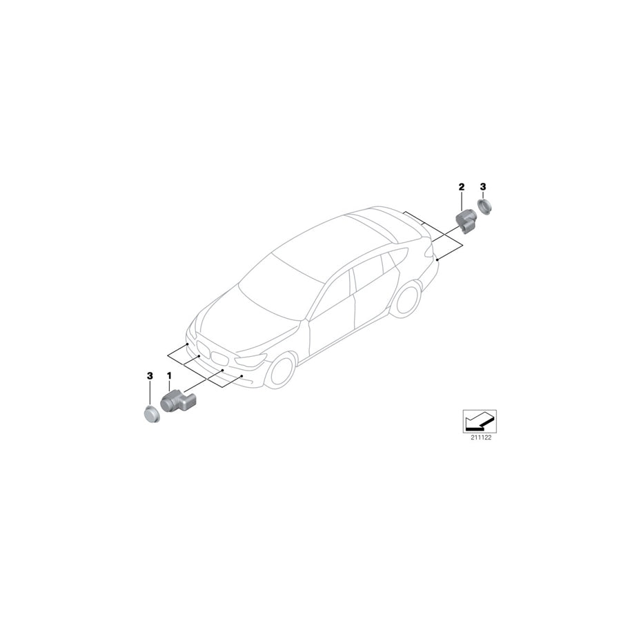 Genuine BMW 66202184214 F07 Ultrasonic Sensor, Color Code only for Individual and special colors (Inc. 530d, 535iX & 550iX 4.4) | ML Performance US Car Parts