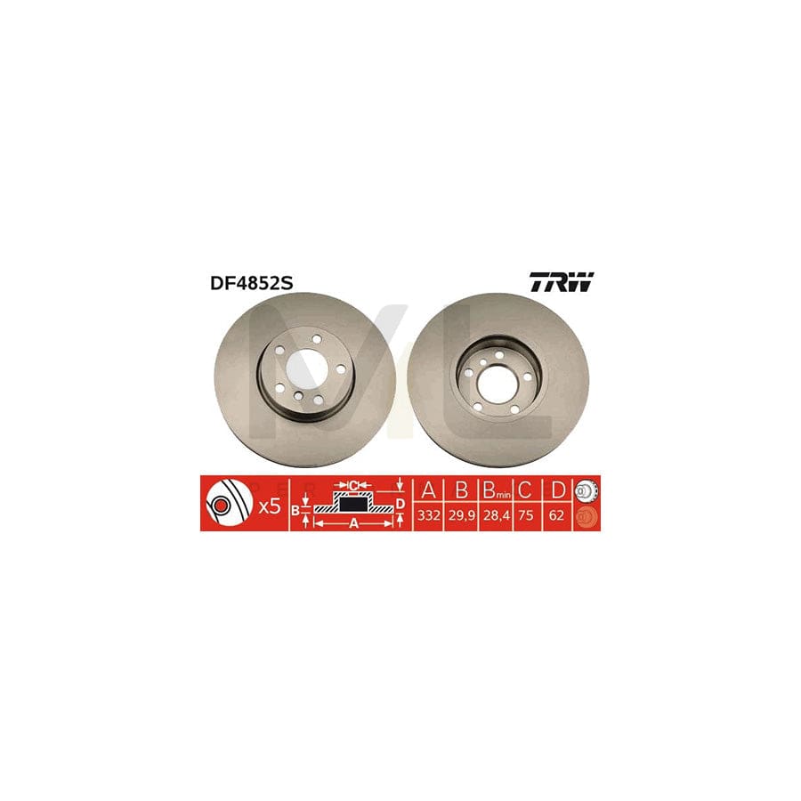 TRW DF4852S Brake Disc Vented, Painted, High-carbon | ML Performance Car Parts