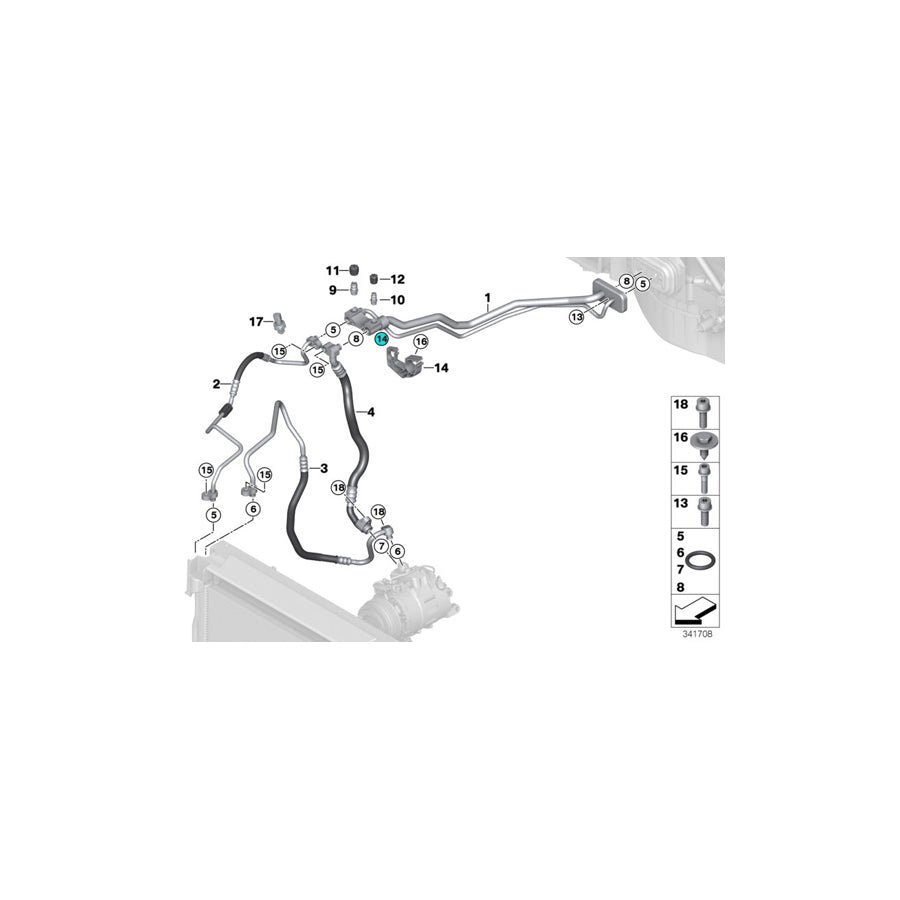 Genuine BMW 64506833627 F15 Suction Pipe Evaporator-Compressor R134A/R1234YF (Inc. X5 50iX, X6 50iX 4.4 & X6 M) | ML Performance US Car Parts