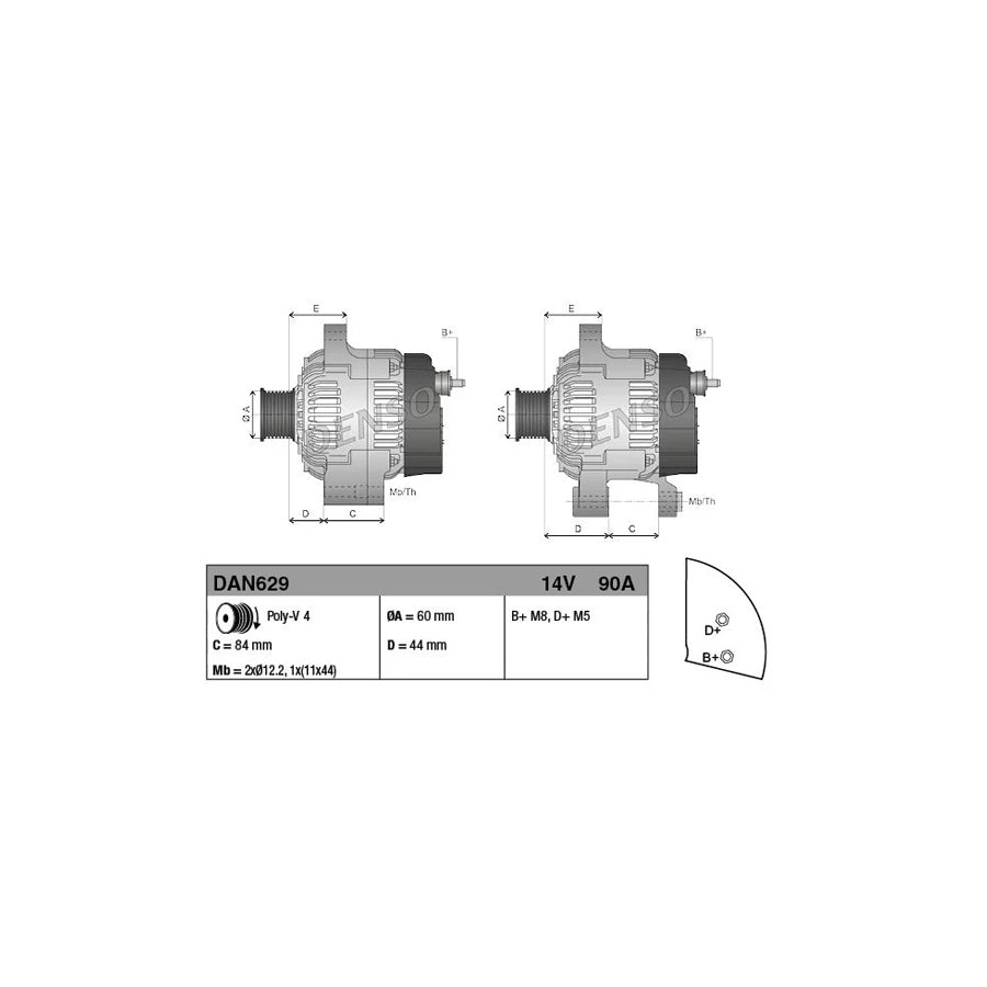 DENSO DAN629 Alternator