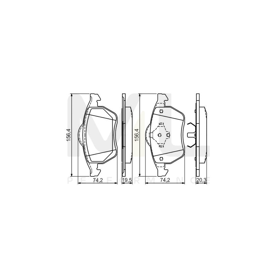 Bosch 0986494390 Brake Pad Set For Ford Galaxy Mk1 (Wgr) Mpv With Anti-Squeak Plate, With Mounting Manual BP1298 | ML Performance Car Parts