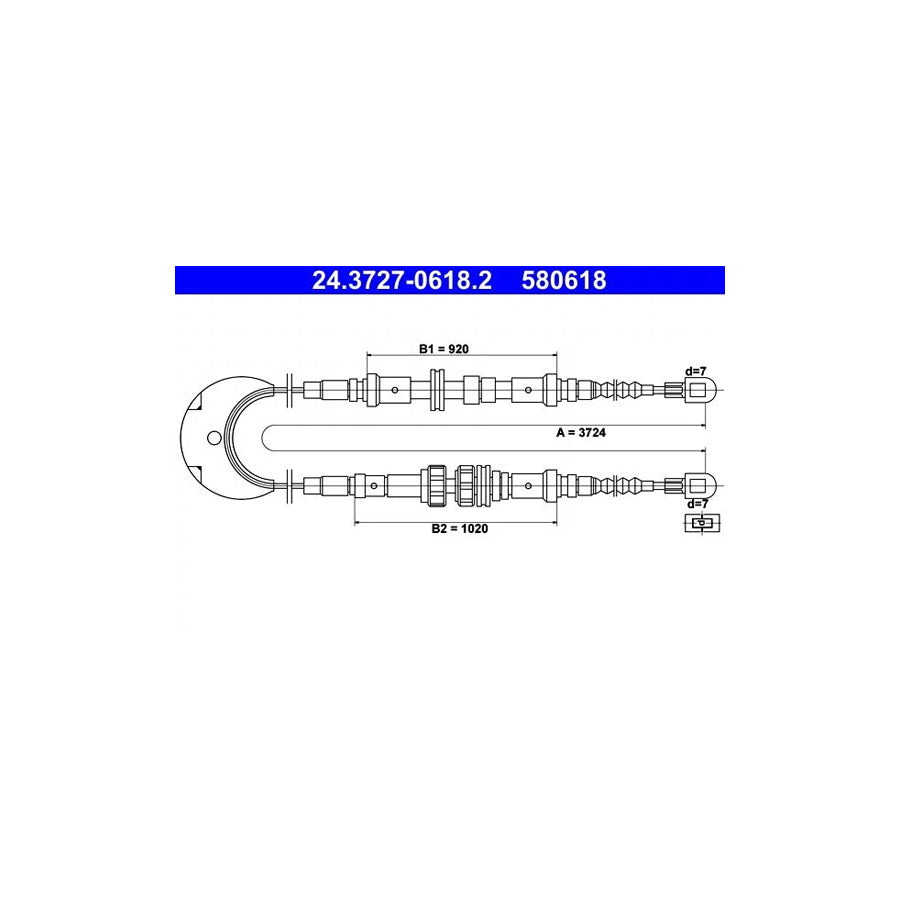 ATE 24.3727-0618.2 Hand Brake Cable