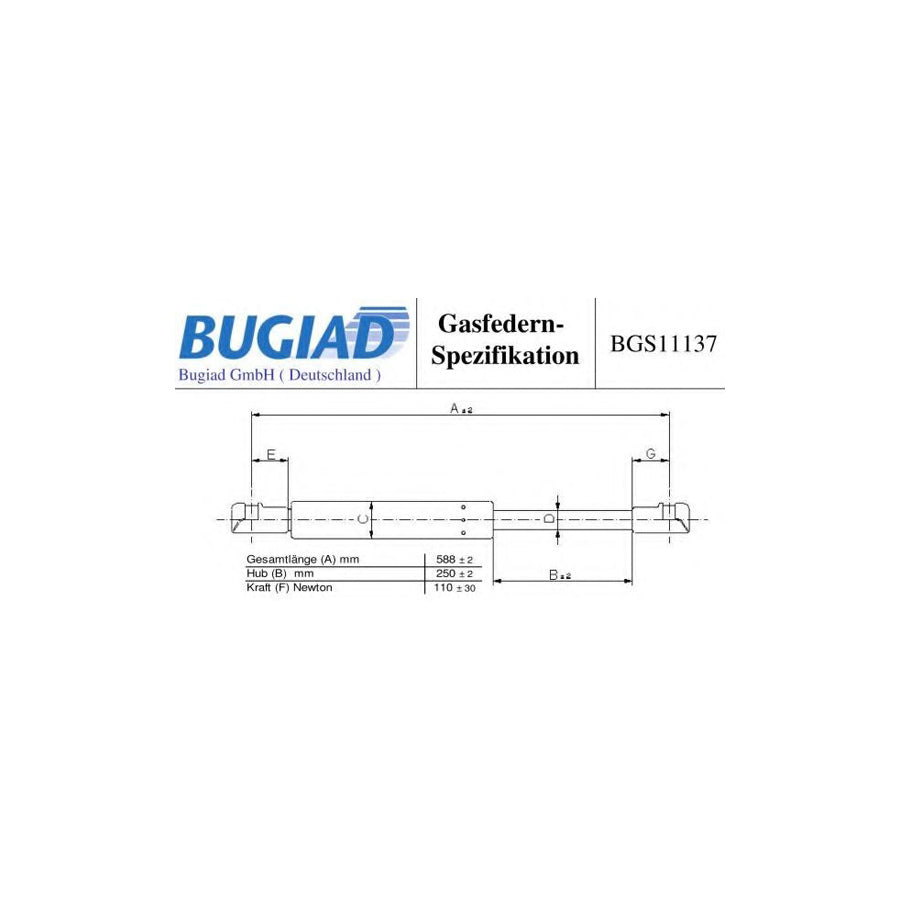 BUGIAD Bgs11137 Gas Spring, Rear Windscreen for Citroen C4 I Grand Picasso