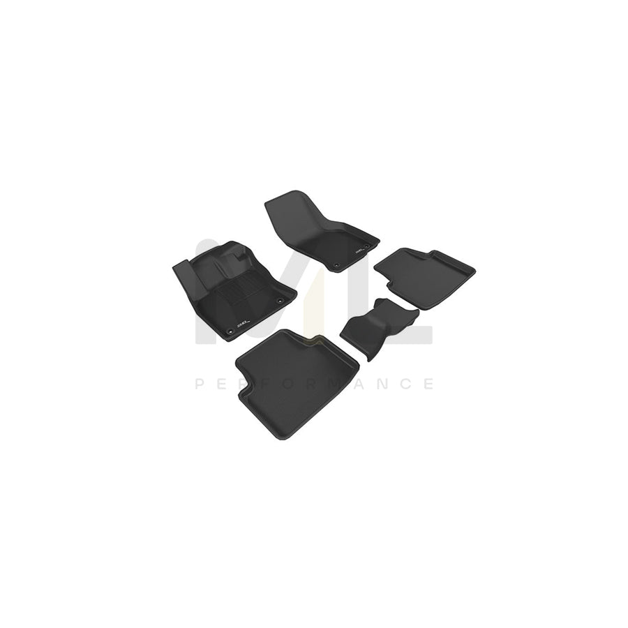 3D L1VW07301509 Floor mat set for VW PASSAT Elastomer, Front, Rear, Quantity: 5, Black