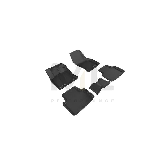 3D L1VW07301509 Floor mat set for VW PASSAT Elastomer, Front, Rear, Quantity: 5, Black