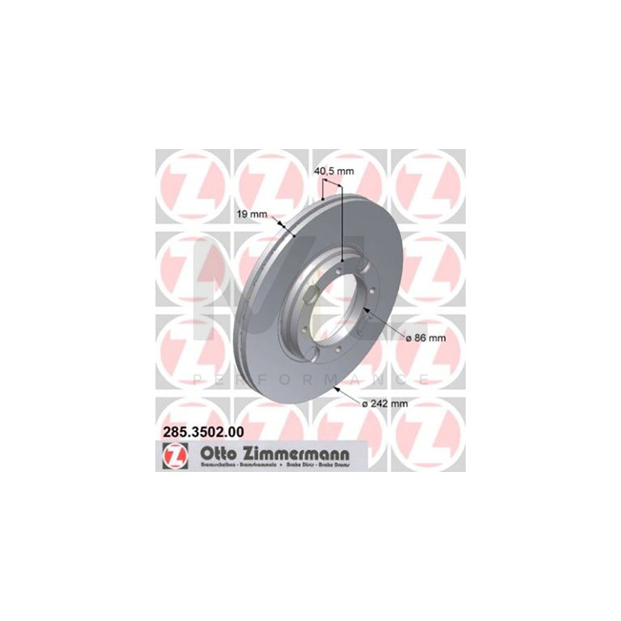 ZIMMERMANN 285.3502.00 Brake Disc Internally Vented  - 1 piece