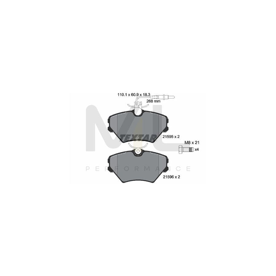 TEXTAR 2159502 Brake pad set for RENAULT Laguna I Hatchback (B56) with integrated wear warning contact, with brake caliper screws | ML Performance Car Parts