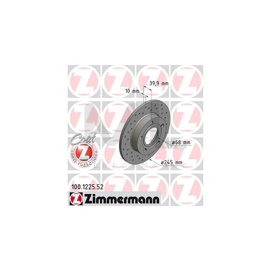 ZIMMERMANN SPORT COAT Z 100.1225.52 Brake Disc Perforated, Solid, Coated  - 1 piece