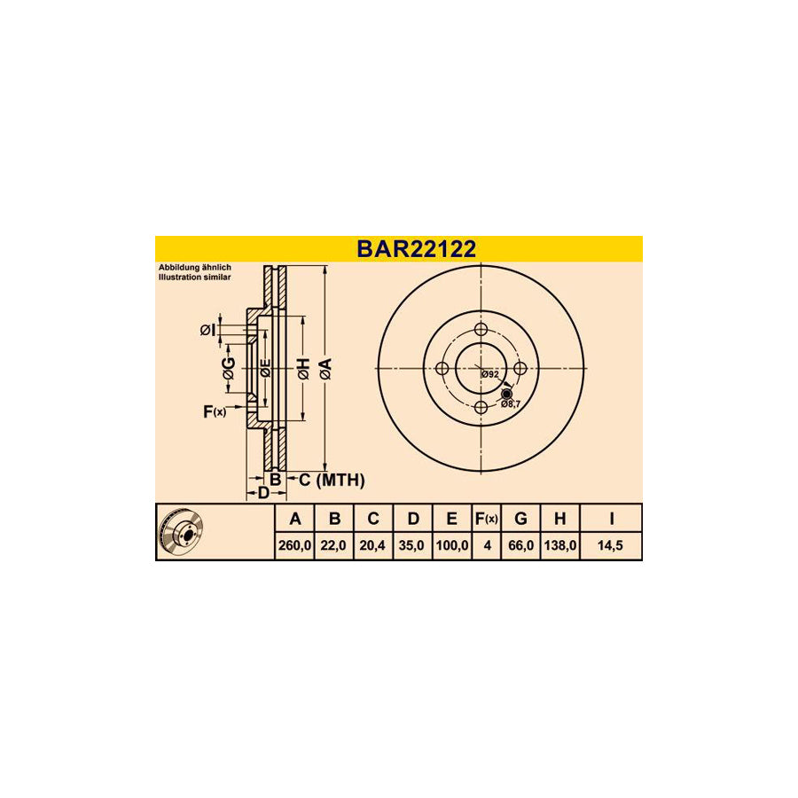 Barum Bar22122 Brake Disc