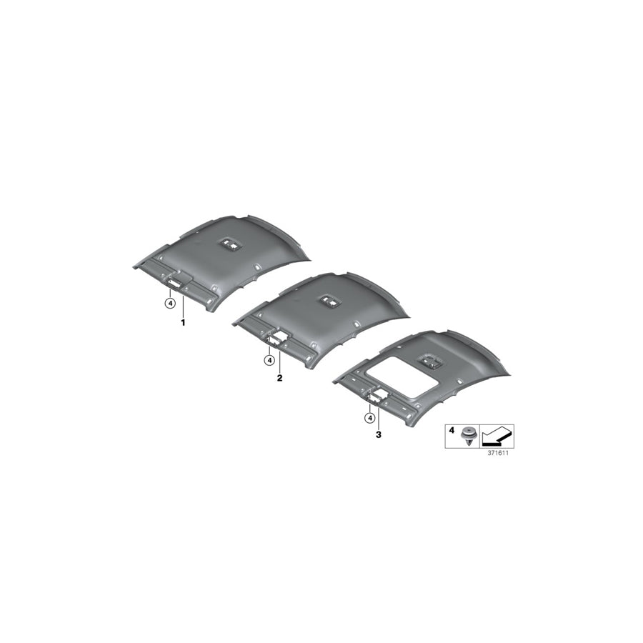 Genuine BMW 51447377520 F36 Molded Headlining F Sliding Lifting Roof EVERESTGRAU (Inc. 430iX, 435i & 440iX) | ML Performance US Car Parts