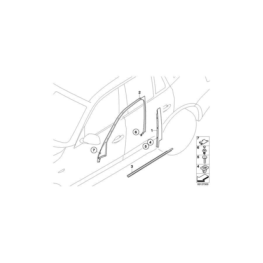 Genuine BMW 51333402330 E83 Channel Cover,Exterior,Door, Front Right GLANZSCHWARZ (Inc. X3 3.0d, X3 3.0sd & X3 2.5i) | ML Performance US