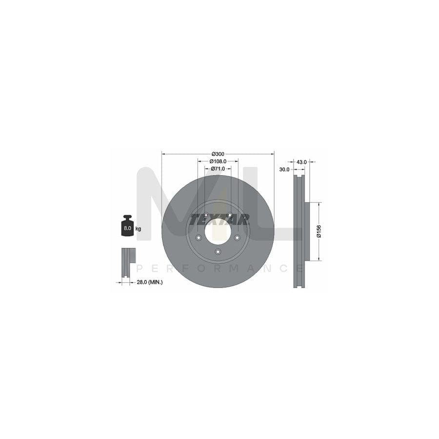 TEXTAR 92099000 Brake Disc Internally Vented, without wheel hub, without wheel studs | ML Performance Car Parts