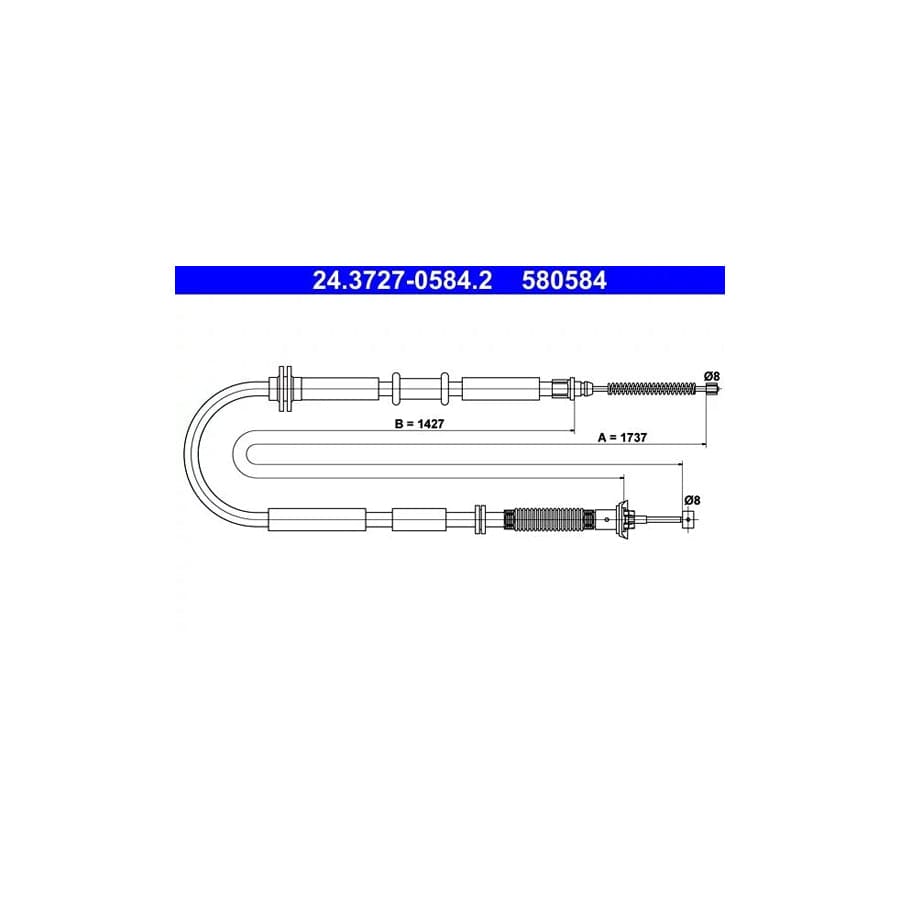 ATE 24.3727-0584.2 Hand Brake Cable for Fiat Tipo
