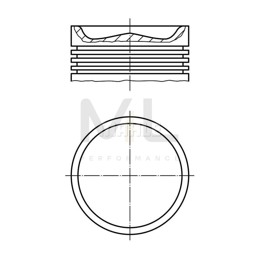 MAHLE ORIGINAL 001 PI 00110 000 Piston 102,0 mm, with piston ring carrier, without cooling duct | ML Performance Car Parts