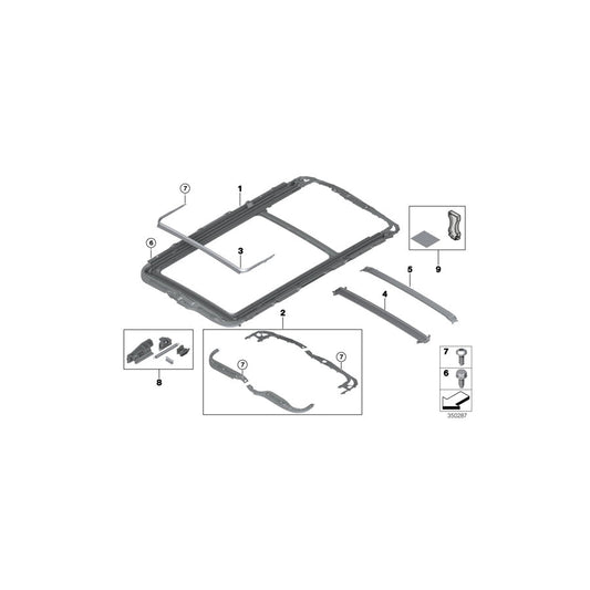 Genuine BMW 54107387027 Frame Panoramic Roof (Inc. X5 25dX, X5 25d & X5 35i) | ML Performance US