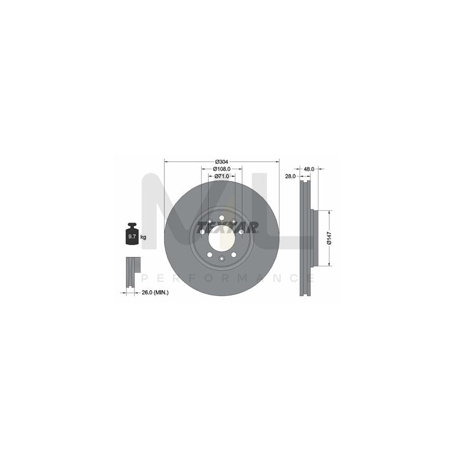 TEXTAR PRO 92157003 Brake Disc Internally Vented, Coated, without wheel hub, without wheel studs | ML Performance Car Parts