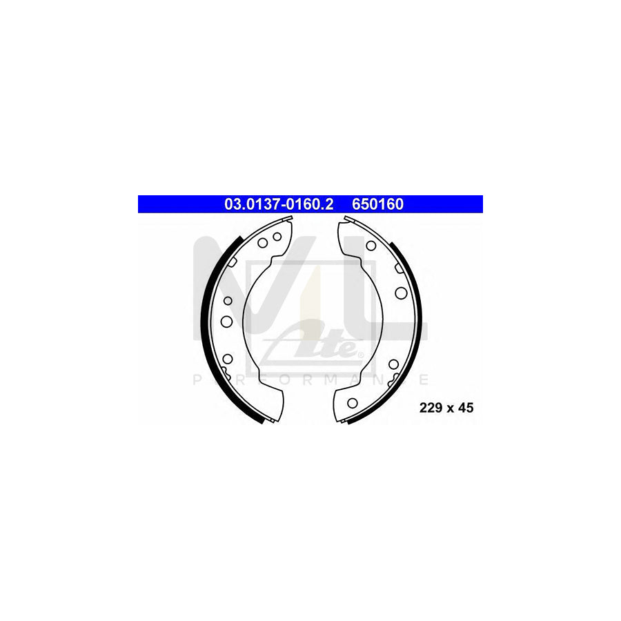 ATE 03.0137-0160.2 Brake Shoe Set for FORD TRANSIT Ø: 229mm