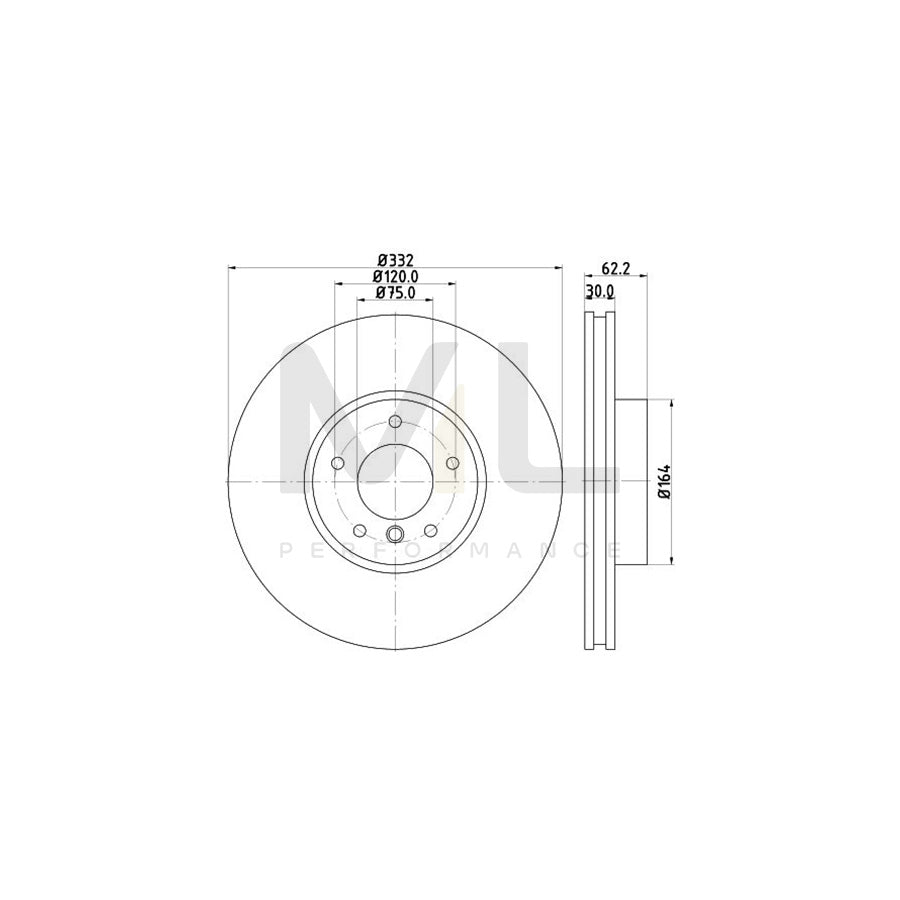 HELLA PRO High Carbon 8DD 355 129-291 Brake Disc Internally Vented, Coated, High-carbon, without wheel hub, without wheel studs
