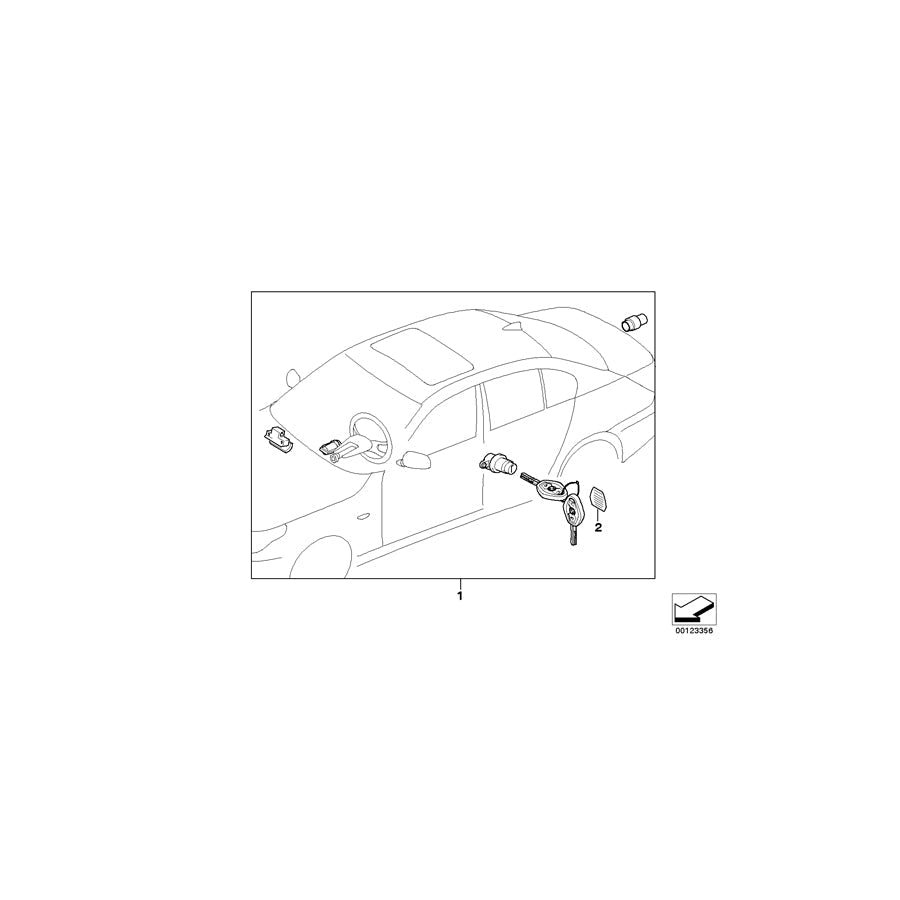 Genuine BMW 51210033383 E60 Set Uniform Lock.Syst. W/Cas Cntrl(Code) 315 MHZ (Inc. 520i, 530i & 535d) | ML Performance US Car Parts