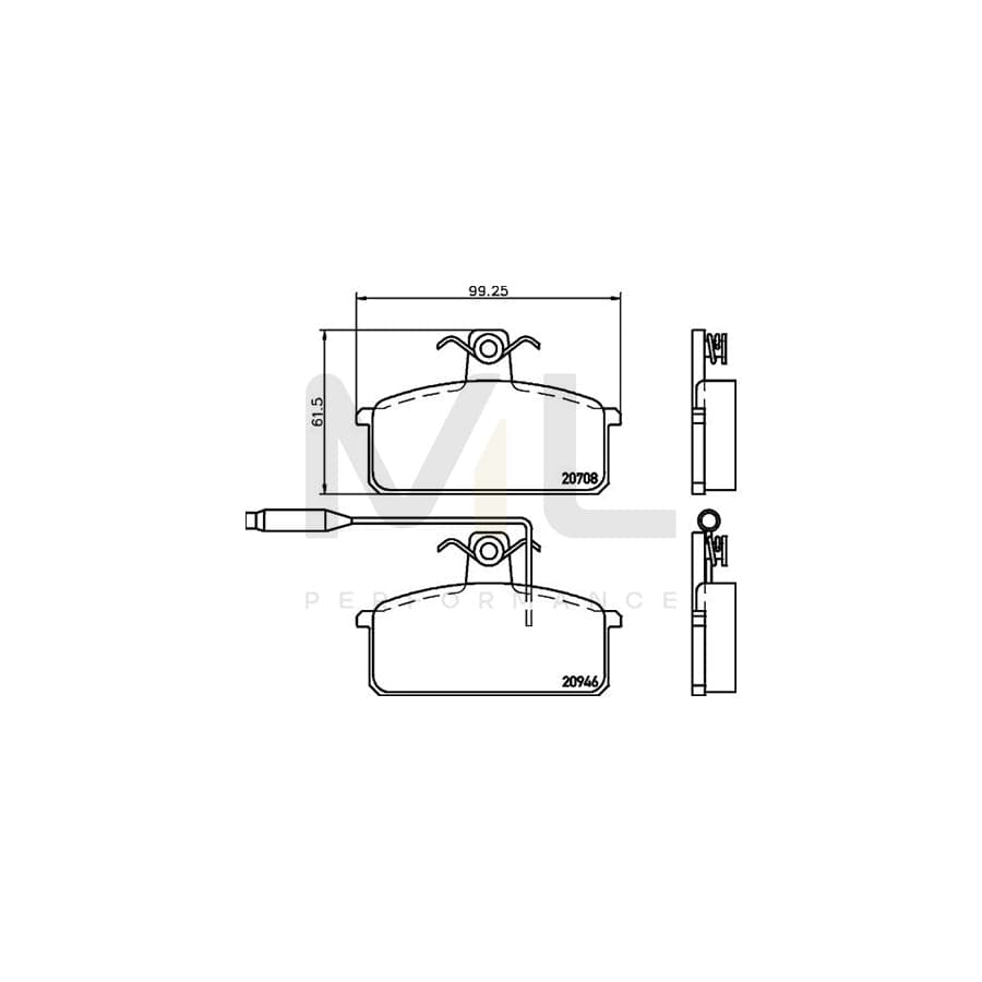 TEXTAR 2094601 Brake pad set for LANCIA Prisma (831) with integrated wear warning contact, with brake caliper screws | ML Performance Car Parts