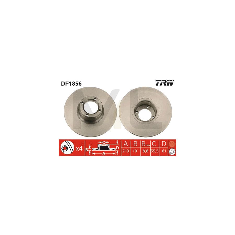 TRW DF1856 Brake Disc Solid, Painted | ML Performance Car Parts