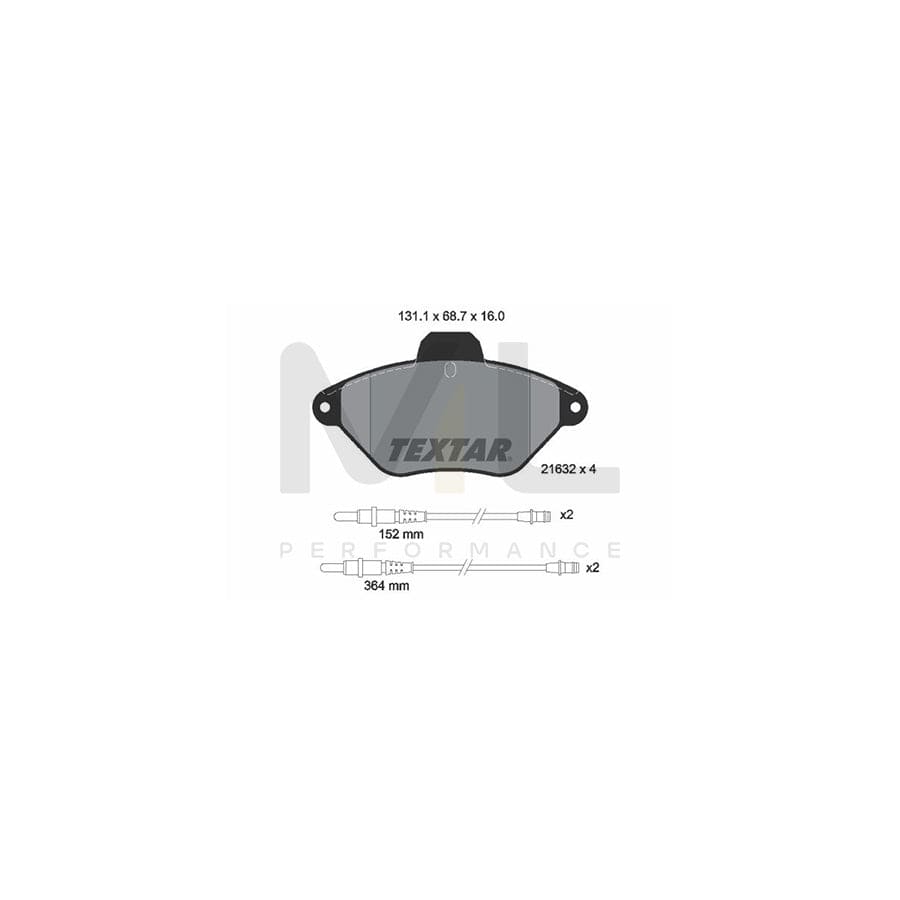 TEXTAR 2163201 Brake pad set for CITRO?N XANTIA incl. wear warning contact | ML Performance Car Parts