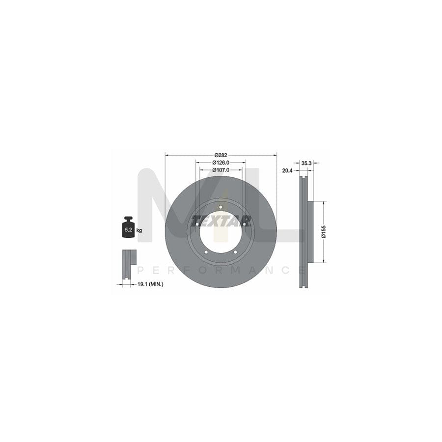 TEXTAR PRO+ 92006107 Brake Disc Internally Vented, Coated, Alloyed / High-carbon, without wheel hub, without wheel studs | ML Performance Car Parts