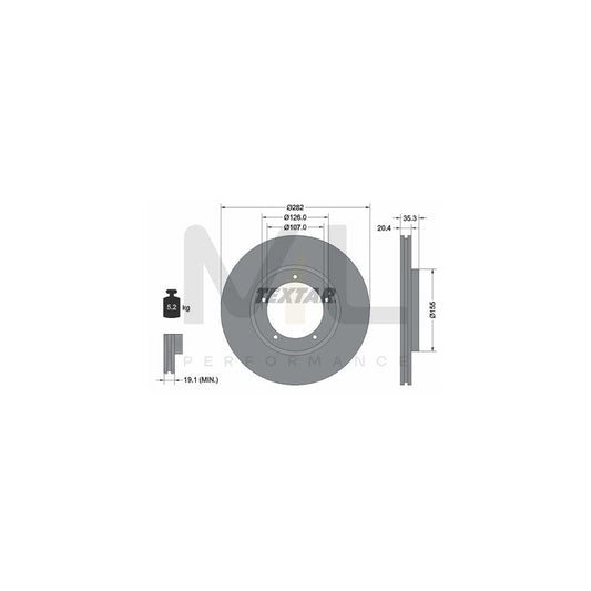 TEXTAR PRO+ 92006107 Brake Disc Internally Vented, Coated, Alloyed / High-carbon, without wheel hub, without wheel studs | ML Performance Car Parts