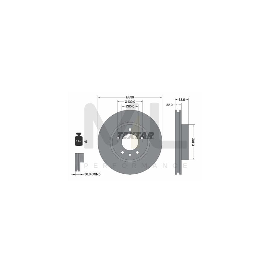 TEXTAR 92121500 Brake Disc Internally Vented, without wheel hub, without wheel studs | ML Performance Car Parts