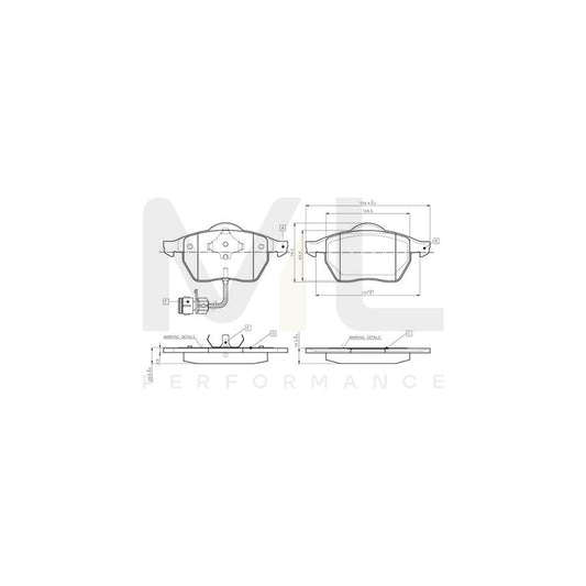 Bosch 0986Tb2213 Brake Pad Set Incl. Wear Warning Contact, With Accessories  | ML Performance Car Parts