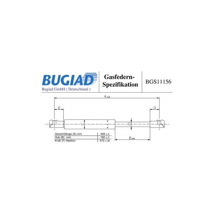 BUGIAD Bgs11156 Tailgate Strut for Hyundai Amica (MX)