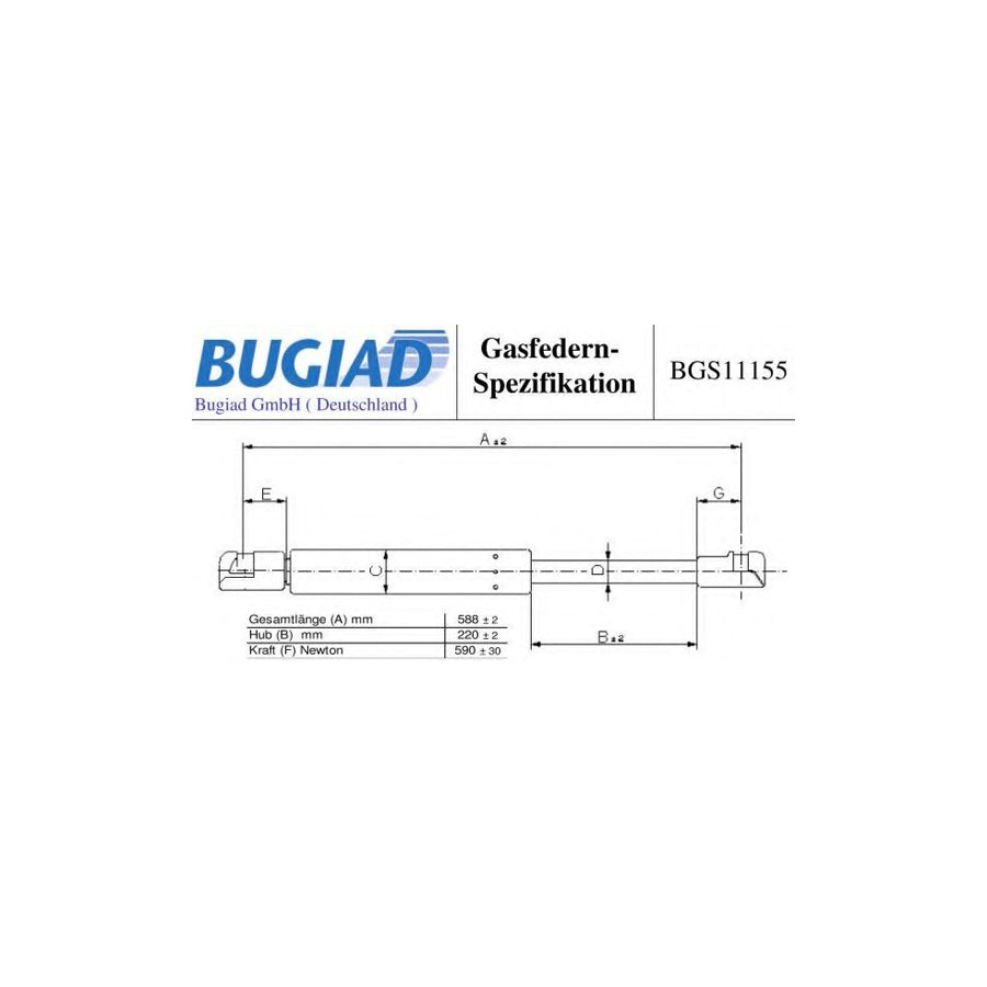 BUGIAD Bgs11155 Tailgate Strut for Hyundai Accent II Hatchback (LC)