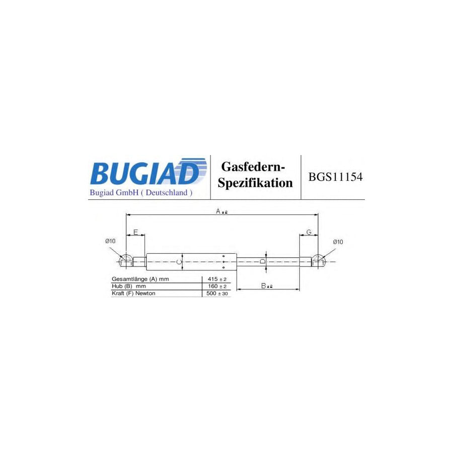 BUGIAD Bgs11154 Tailgate Strut for Honda Jazz Hatchback (Gd, Ge3, Ge2)
