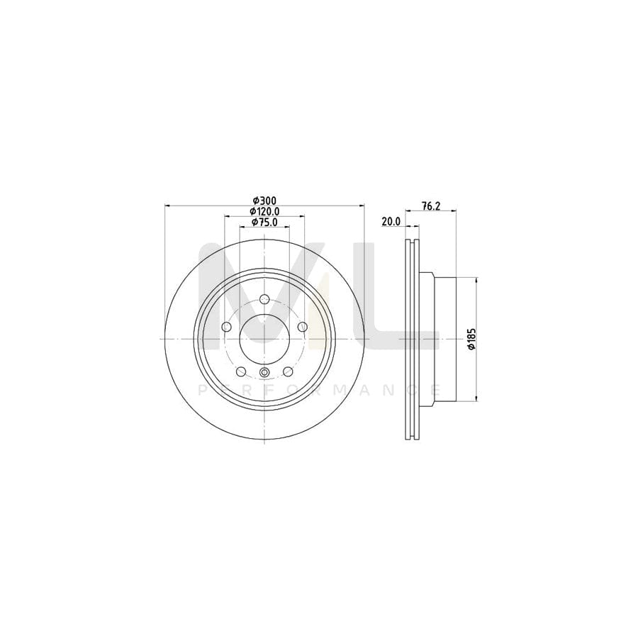 HELLA PRO 8DD 355 120-211 Brake Disc for BMW 1 Series Internally Vented, Coated, without wheel hub, without wheel studs