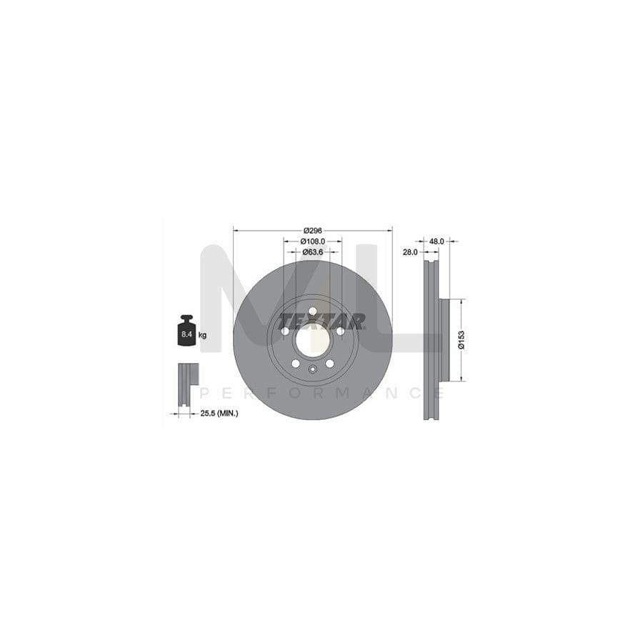 TEXTAR PRO+ 92287505 Brake Disc Internally Vented, Coated, High-carbon, without wheel hub, without wheel studs | ML Performance Car Parts