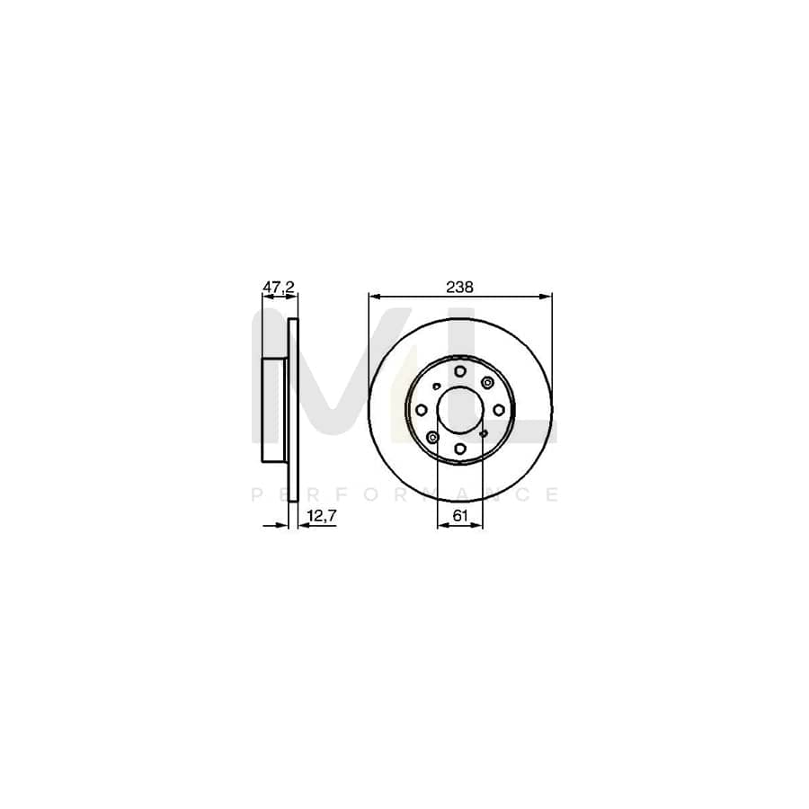 BOSCH 0 986 479 240 Brake Disc Solid, Oiled | ML Performance Car Parts