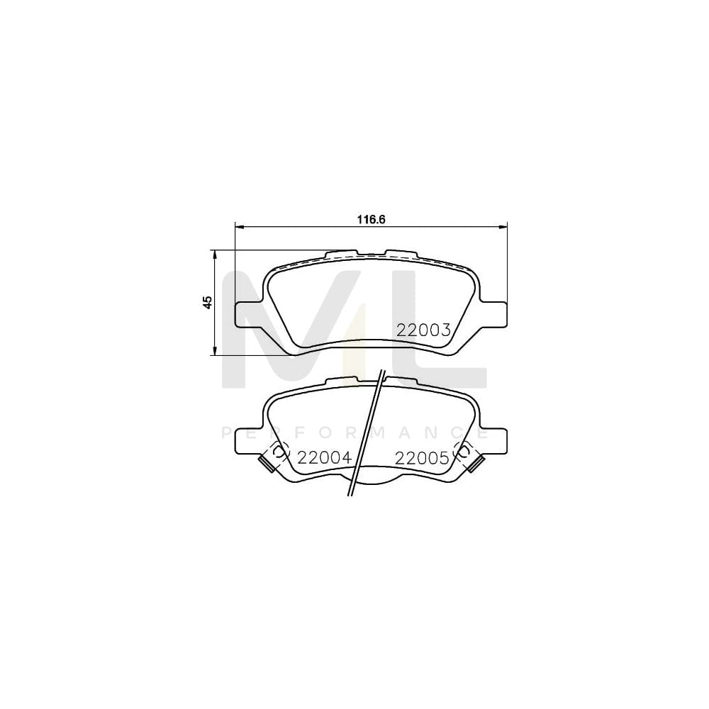 Hella 8DB 355 023-051 Brake Pad Set For Toyota Venza (_V1_) With Acoustic Wear Warning