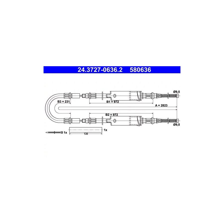 ATE 24.3727-0636.2 Hand Brake Cable for Ford Transit