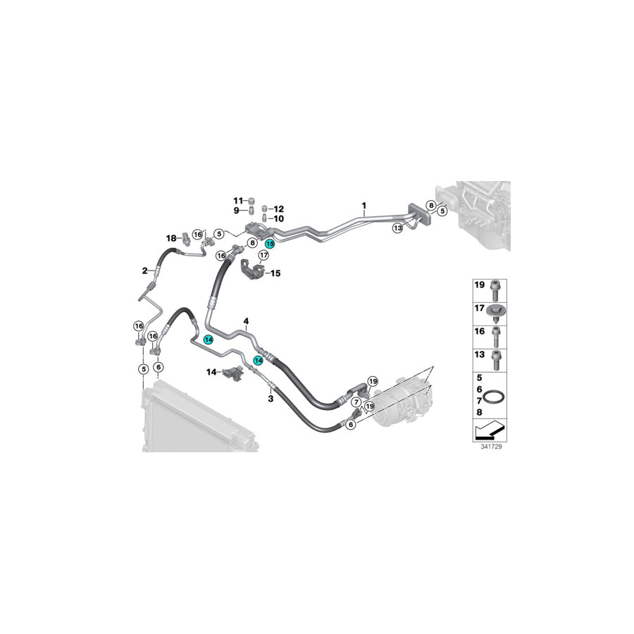 Genuine BMW 64509252992 F15 F16 Suction Pipe Evaporator-Compressor R134A (Inc. X6 40dX, X5 40dX & X5 30dX) | ML Performance US Car Parts